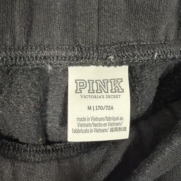 Victoria’s Secret PINK Black White Graphic Logo Print Joggers Sweatpants Pockets - Picture 4 of 9